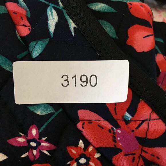 Korean Fashion Quilted Cozy Short Sleeve Top Floral Navy Blue Red Womens M/L - Picture 12 of 12